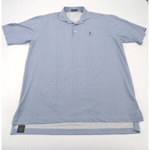 Turtleson Men's Large L‎ Performance Golf Polo Shirt Blue Micro Check Stretch